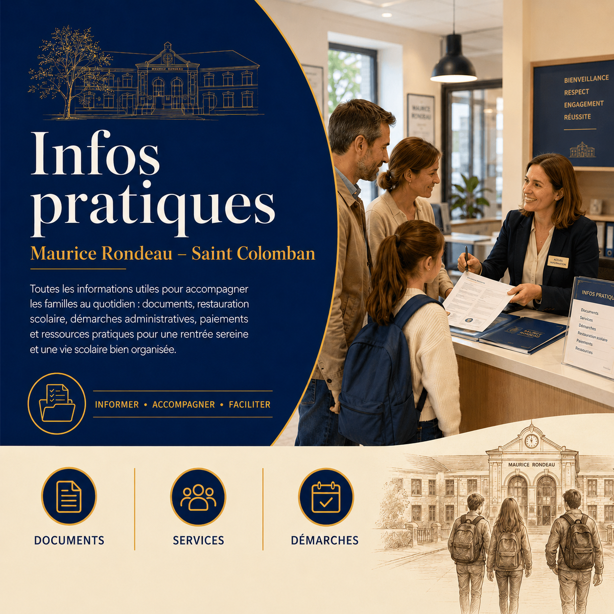 Infos pratiques de l’ensemble scolaire Maurice Rondeau et Saint-Colomban